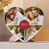 monogram photo wood heart